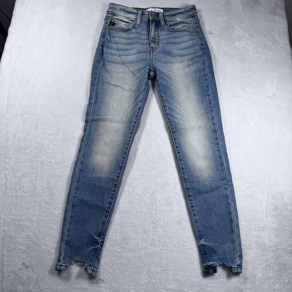 KanCan Jeans Womens 5/26 Blue Skinny Distressed Raw Hem Stretch Denim Pants